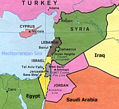 Map of Israel and region