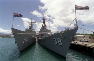 Two Australian warships standing side by side